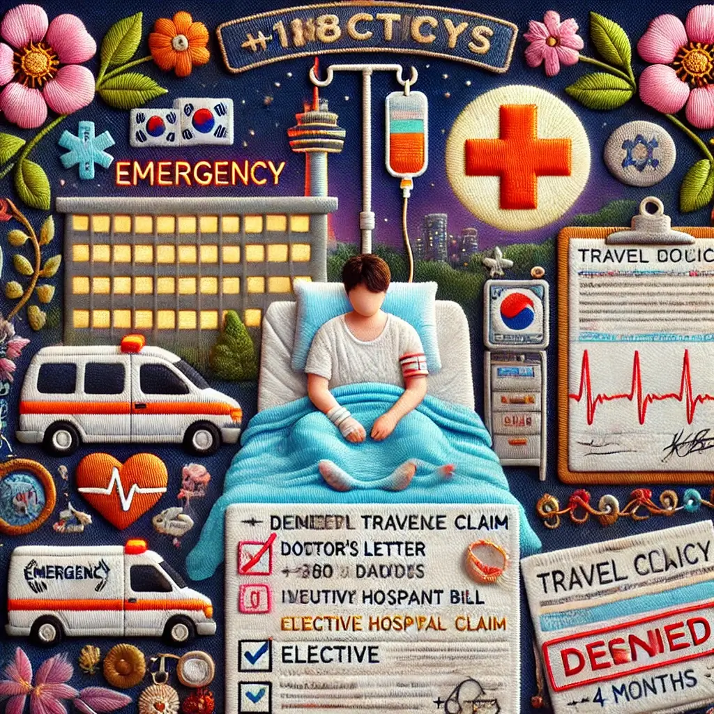 denied U.S. travel insurance claim hair transplant Korea.