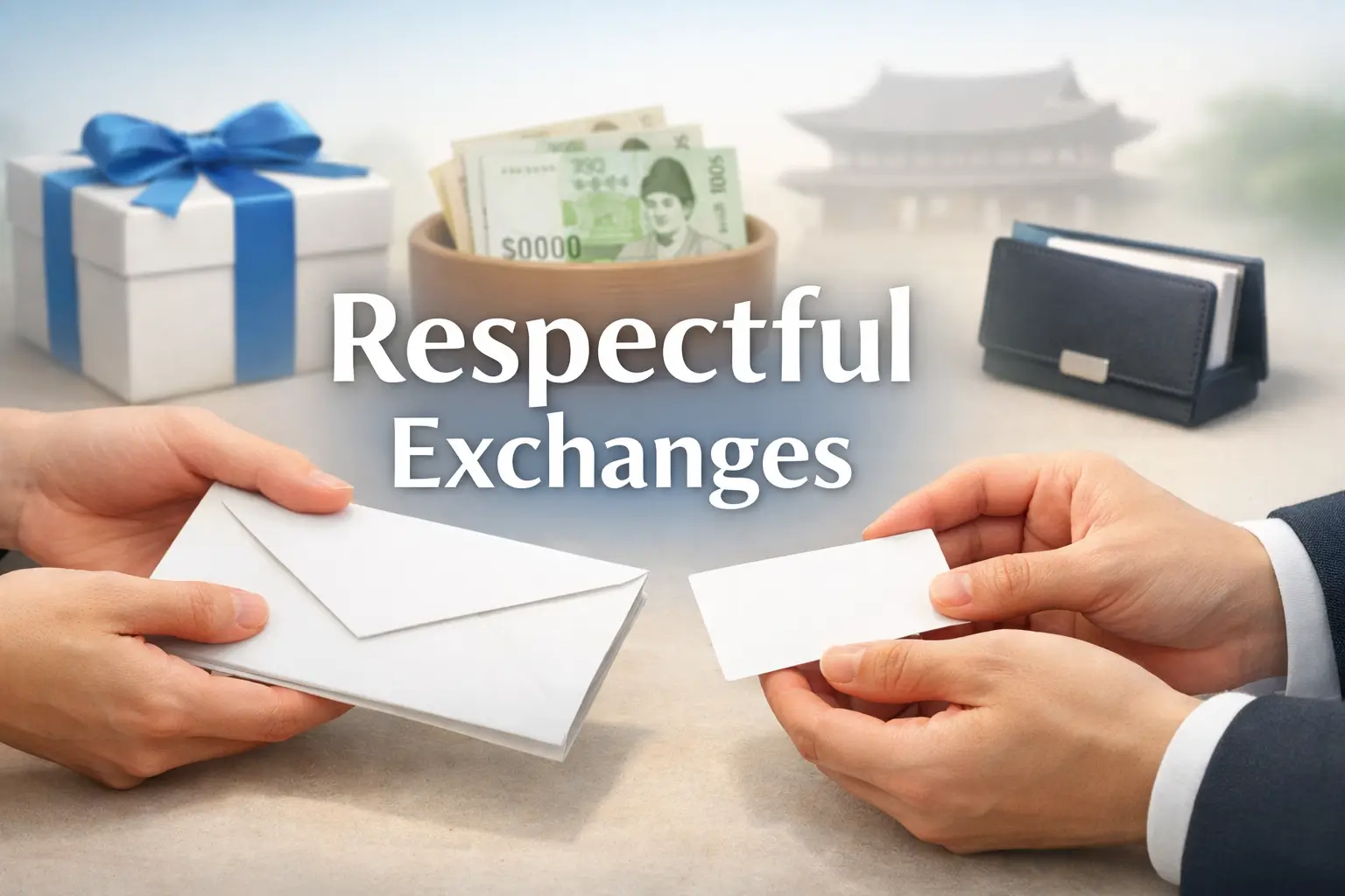 how to hand money gifts and business cards politely in south korea