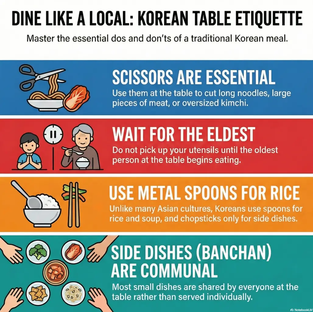 why Koreans cut food with scissors