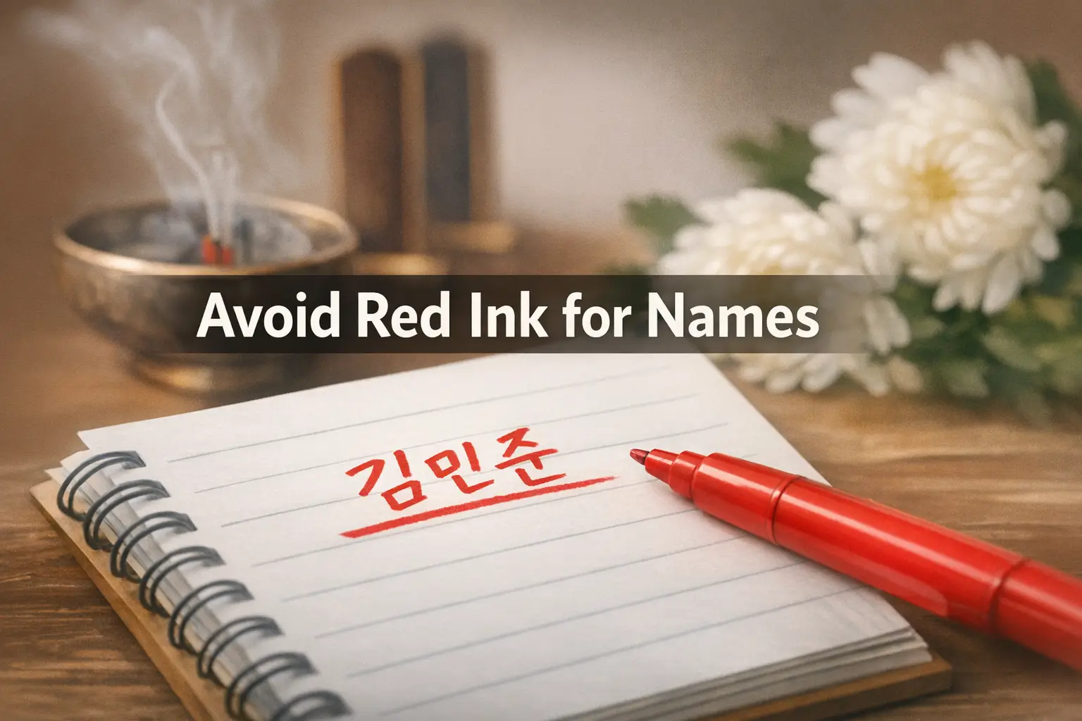 writing someone's name in red in Korea
