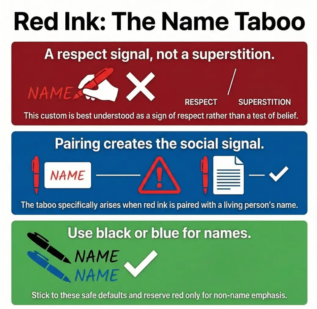 writing someone's name in red in Korea