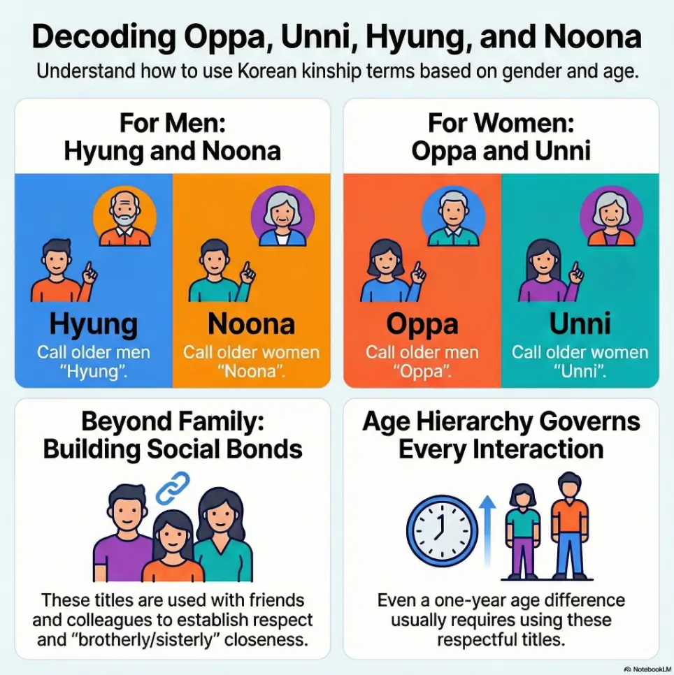 oppa unni hyung noona meaning