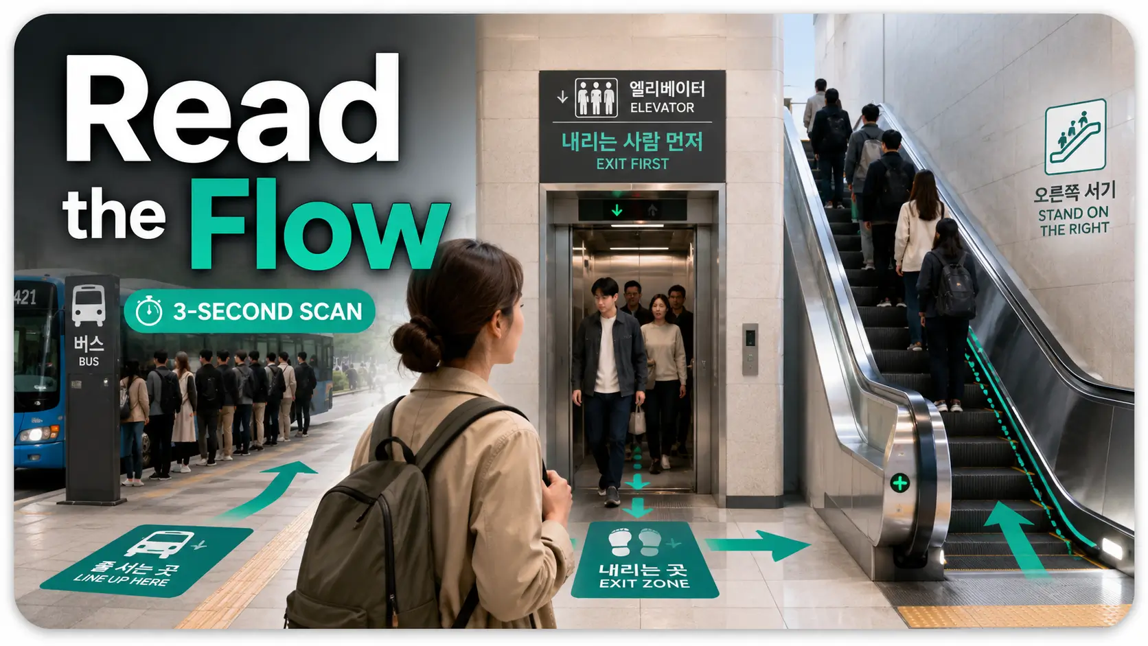 Why People Queue Differently in Korea at Buses, Elevators, and Escalators 2 Korean queue etiquette